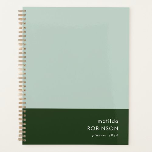 Two Tone Green Modern Minimalist Stylish 2023 Planner