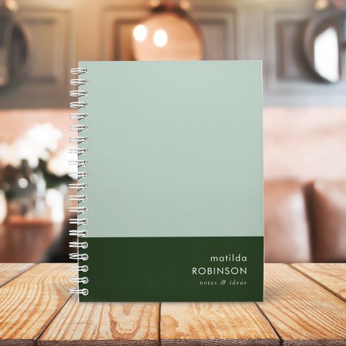 Two Tone Green Modern Minimalist Stylish Notebook