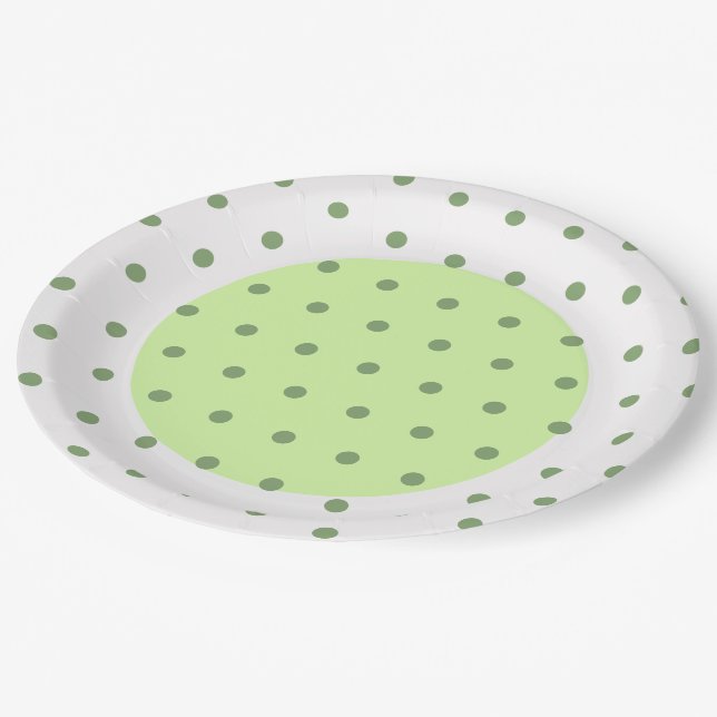 Two Tone Green Polka Dots  Paper Plates (Angled)