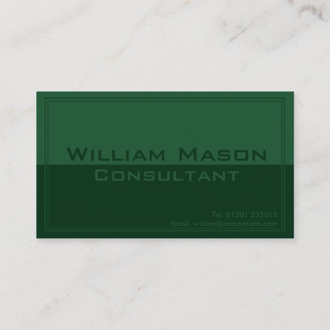 Two Tone Green, Professional Business Card (Front)