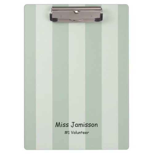 Two Tone Green Stripe 1 Volunteer with Name Clipboard