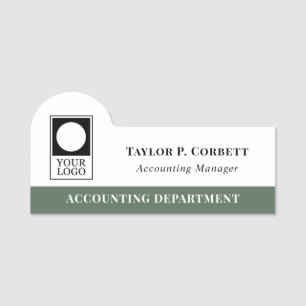 Two Tone Green White Your Logo Name Department Tag
