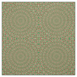 Two Tone Green With Red and White Kaleidoscope Fabric