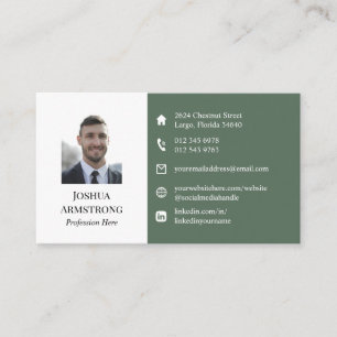 Two Tone Green Your Profile Photo & Logo Business Card