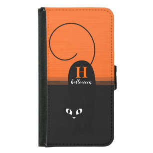 Two Tone Halloween Orange Black Cat Samsung Galaxy S5 Wallet Case