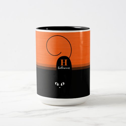 Two Tone Halloween Orange Black Cat Two_Tone Coffee Mug