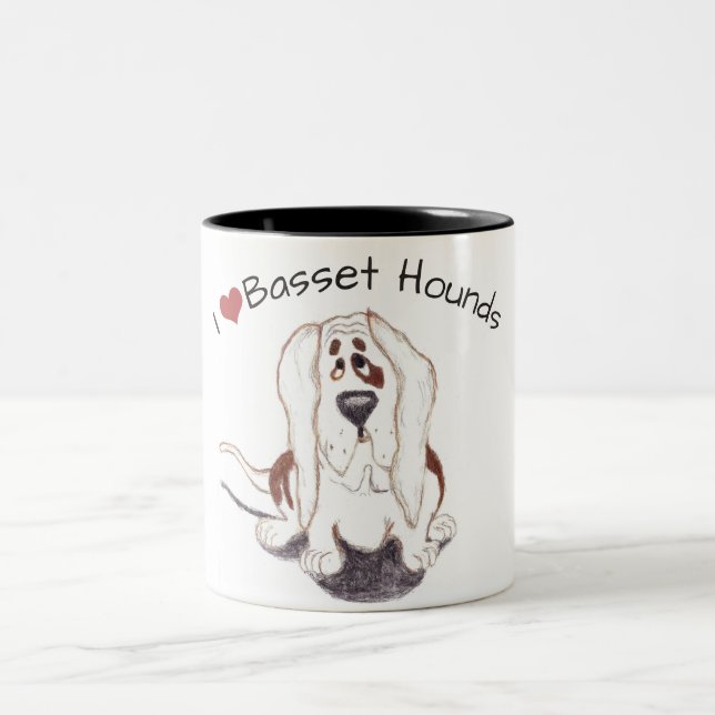two tone I love basset hounds classic mug (Center)