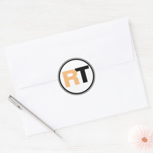 Two Tone Initials Classic Round Sticker