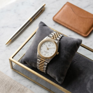 Two-Tone Luxury Watch with Custom Logo Crown