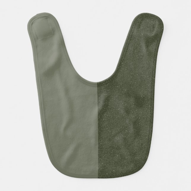 Two-Tone Moss Green Baby Bib – Custom Text Option (Front)