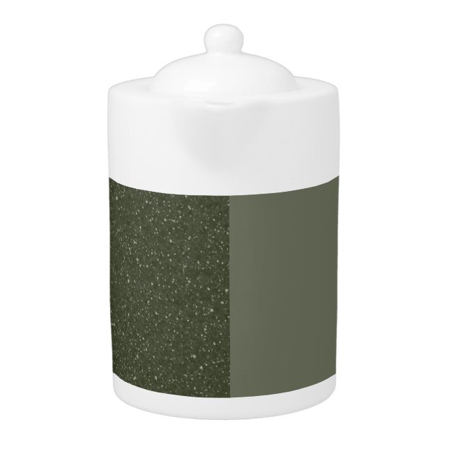 Two-Tone Moss Green Ceramic Teapot – Customizable (Front)