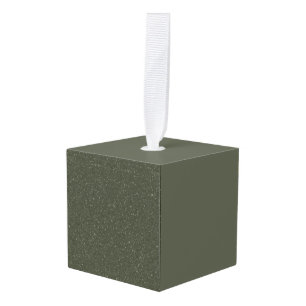Two-Tone Moss Green Cube Ornament – Customizable
