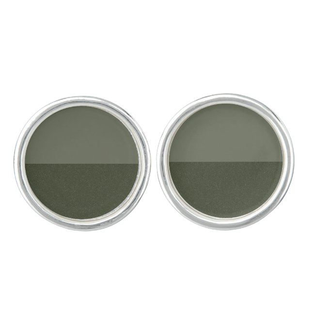 Two-Tone Moss Green Cufflinks – Custom Bulk Gift (Front)