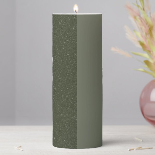Two-Tone Moss Green Custom Pillar Candle (In Situ)