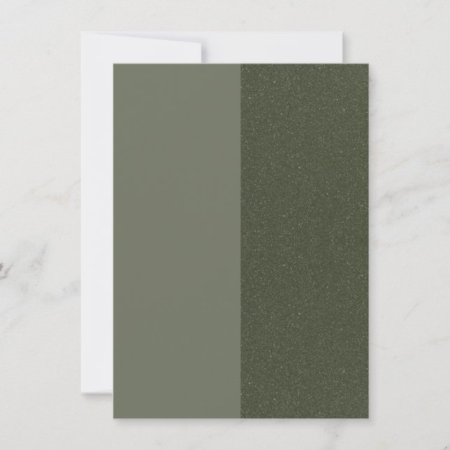 Two-Tone Moss Green Flat Announcement Card Custom (Front)