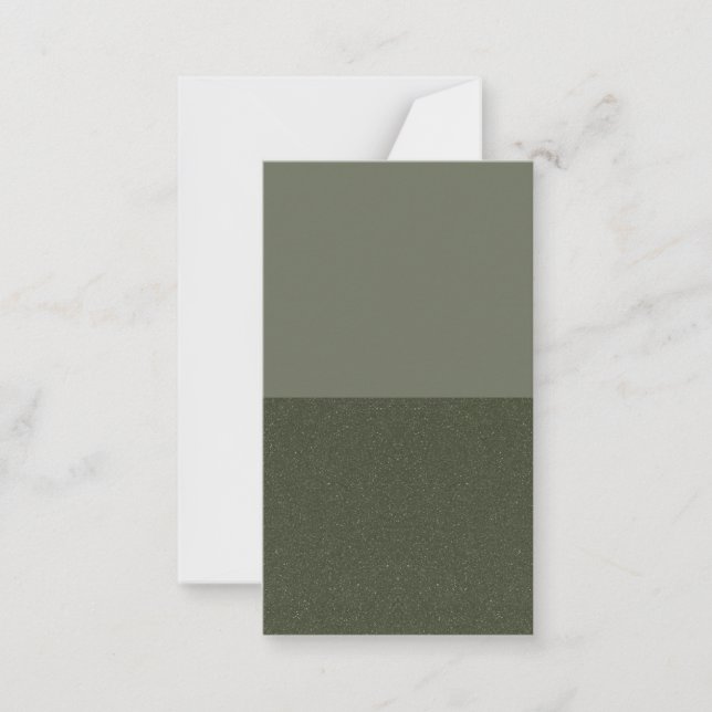 Two-Tone Moss Green Flat Note Card – Customizable (Front)