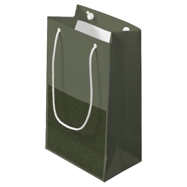 Two-Tone Moss Green Gift Bag – Customizable (Front Angled)
