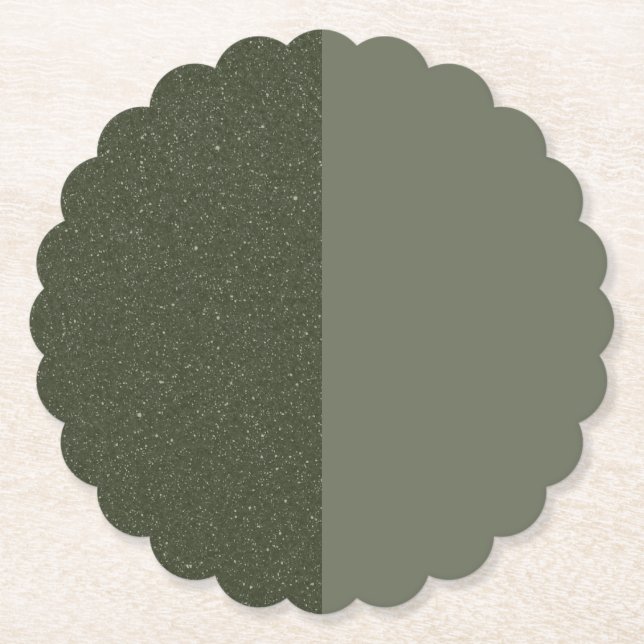 Two-Tone Moss Green Paper Coaster – Customizable (Front)