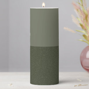 Two-Tone Moss Green Pillar Candle – Customizable