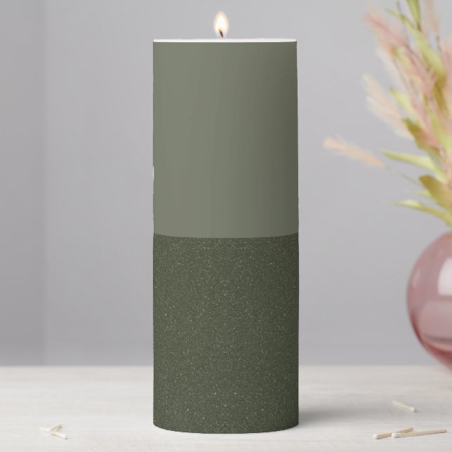 Two-Tone Moss Green Pillar Candle – Customizable (In Situ)