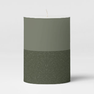 Two-Tone Moss Green Pillar Candle – Customizable