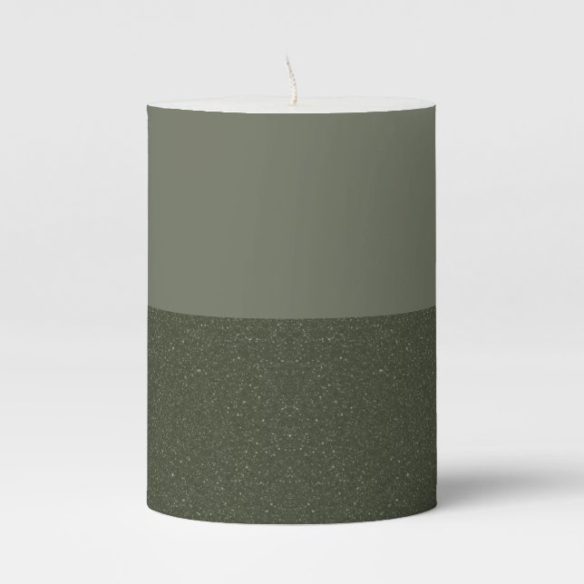 Two-Tone Moss Green Pillar Candle – Customizable (Front)