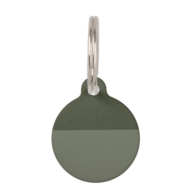 Two-Tone Moss Green Round Pet Tag – Customizable (Front)