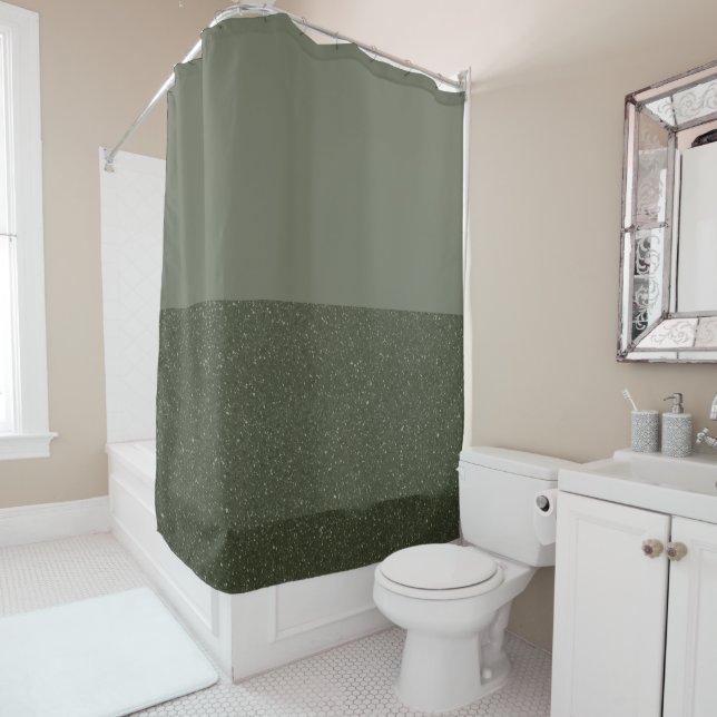 Two-Tone Moss Green Shower Curtain – Customizable (In Situ)