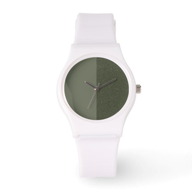 Two-Tone Moss Green Watch – Customizable Gift (Front)