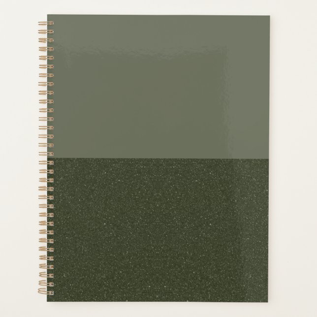 Two-Tone Moss Green Weekly Planner – Customizable (Front)