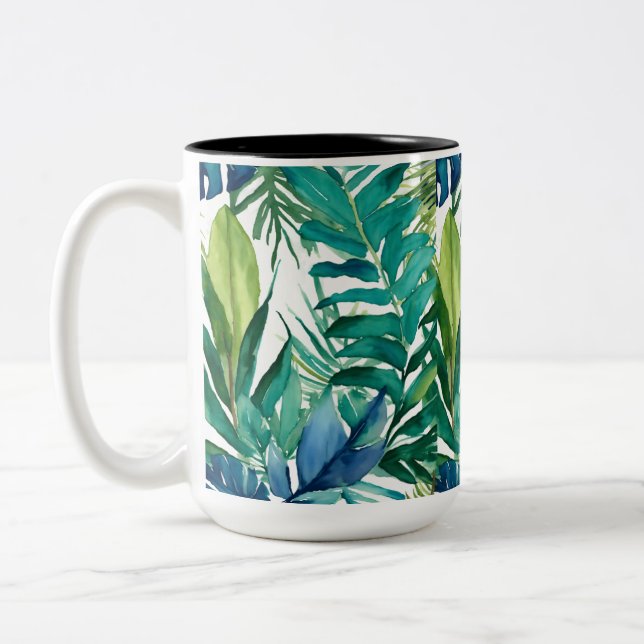 Two-Tone Mug 15 oz - Leaves and Nature Patterns (Left)