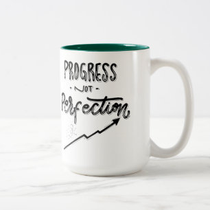 Two-Tone Mug, 15 oz Progress Not Perfection   Mini Two-Tone Coffee Mug