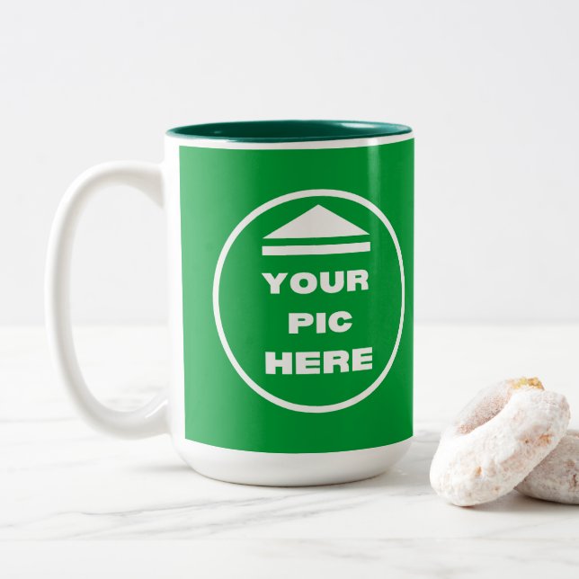 Two-Tone Mug - Add Image 15 oz White Hunter Green (With Donut)