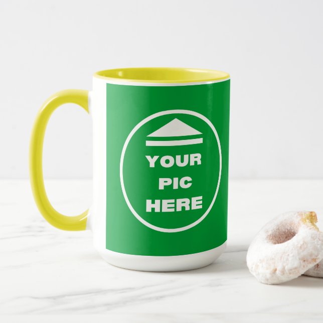 Two-Tone Mug - Add Your Image 15 oz White Yellow (With Donut)