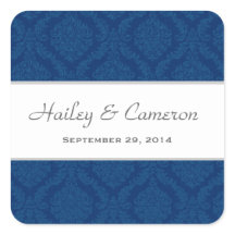 Two Tone Navy Blue Damask Wedding V16