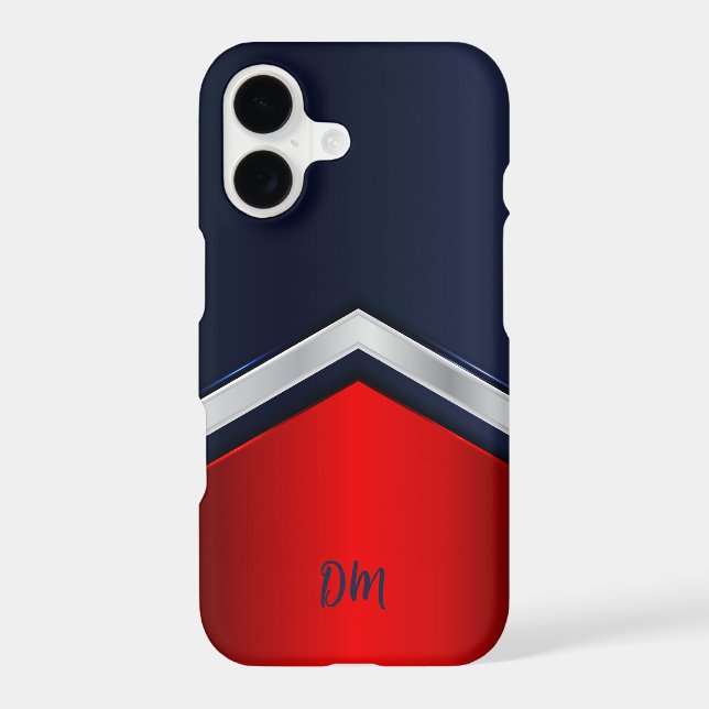 Two Tone Navy Blue Red Monogram Case-Mate iPhone Case (Back)
