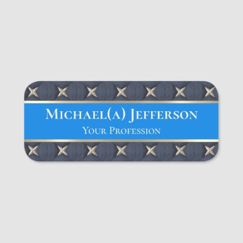 Two_Tone Of Blue  Seven Golden Stars Professional Name Tag