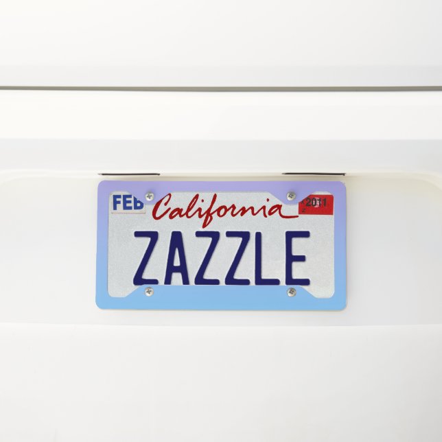 Two Tone Ombre Blue and Purple Pattern License Plate Frame (On Car)