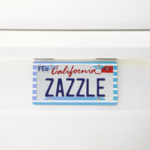 Two Tone Ombre Stripes Blue Pastel Purple License Plate Frame
