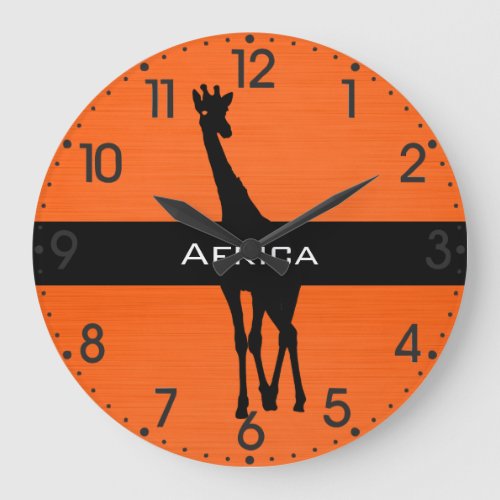 Two_Tone Orange and Black Giraffe Large Clock