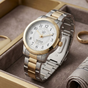 Two Tone Oyster Link Watch Minimalist Crown Logo 
