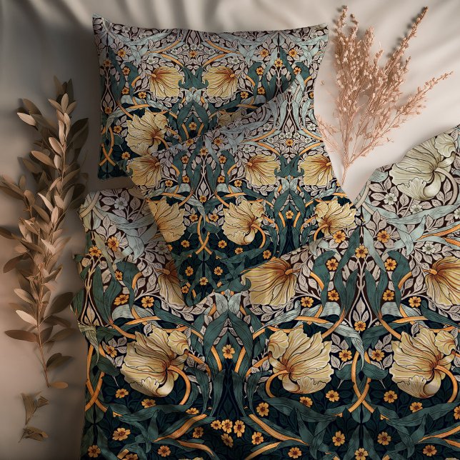 Two-Tone Pimpernel Teal Yellow Gold Morris Duvet Cover (Creator Uploaded)