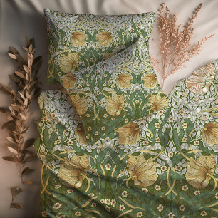 Two-Tone Pimpernel William Morris Green Gold Duvet Cover