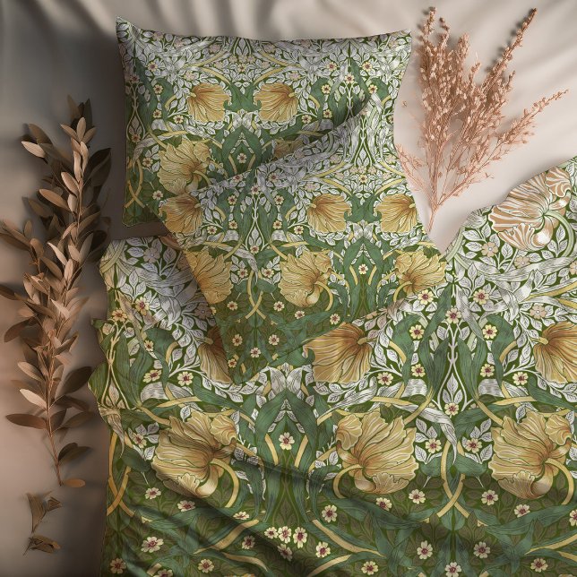 Two-Tone Pimpernel William Morris Green Gold Duvet Cover (Creator Uploaded)