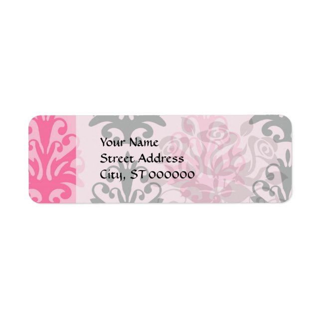 two tone pink and black chic damask label (Front)