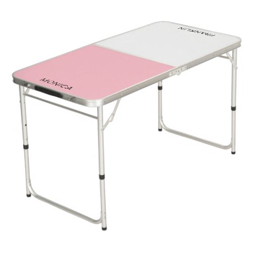 Two Tone Pink and White Color Block Beer Pong Table