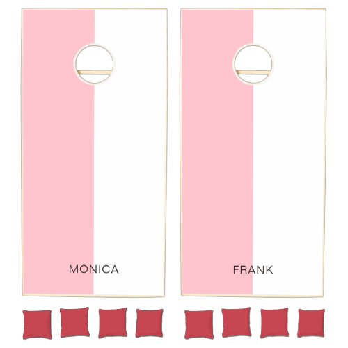Two Tone Pink and White Color Block Cornhole Set