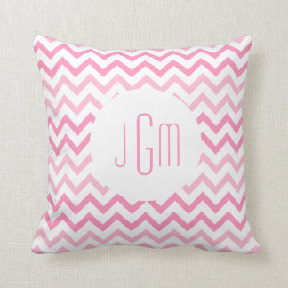 Two Tone Pink Chevron and Monogram Throw Pillow