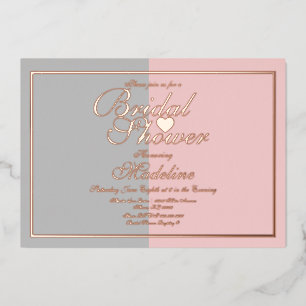 Two Tone Pink Gray Bridal Shower Pressed Foil Invitation
