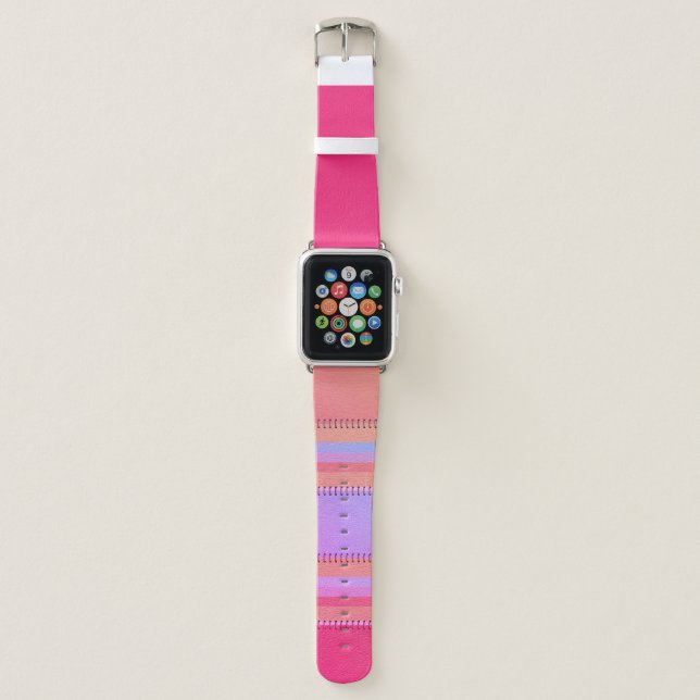 Two Tone Pink & Purple Stripes Apple Watch Band (Front)